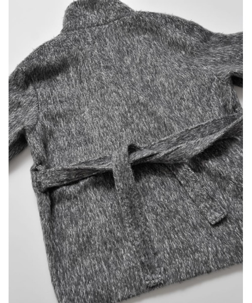 Re:EDIT（リエディ）の「[低身長サイズ有]ミックスシャギースタンドカラーベルト付きコート（ステンカラーコート・レディース・ブラック/ブラウン・LARGE/SHORT/MEDIUM）」の19枚目の写真