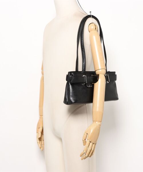 HALEY PESCA(ヘーリーペスカ)の「HALEY PESCA/スクエアベルテッドハンドバッグ(ハンドバッグ・レディース・ブラック/ライトブラウン・FREE)」の15枚目の写真