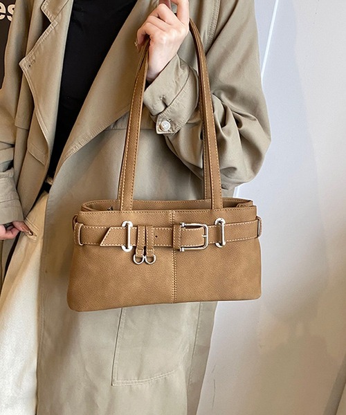 HALEY PESCA(ヘーリーペスカ)の「HALEY PESCA/スクエアベルテッドハンドバッグ(ハンドバッグ・レディース・ブラック/ライトブラウン・FREE)」の8枚目の写真