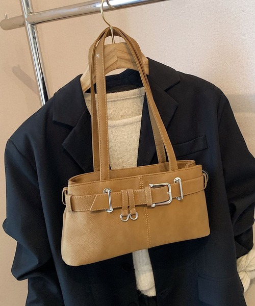 HALEY PESCA(ヘーリーペスカ)の「HALEY PESCA/スクエアベルテッドハンドバッグ(ハンドバッグ・レディース・ブラック/ライトブラウン・FREE)」の10枚目の写真