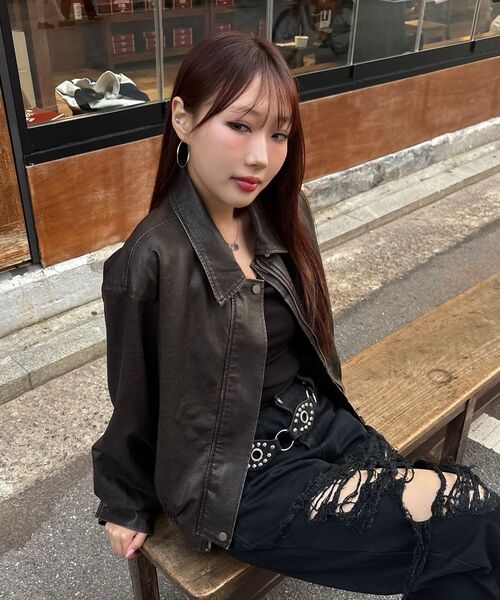 LADY VOLUME(レディーボリューム)の「9160 VINTAGE COATING LEATHER JUMPER_BROWN(ライダースジャケット・レディース・その他・FREE)」の18枚目の写真