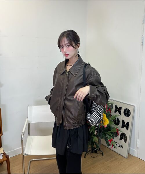 LADY VOLUME(レディーボリューム)の「9160 VINTAGE COATING LEATHER JUMPER_BROWN(ライダースジャケット・レディース・その他・FREE)」の5枚目の写真