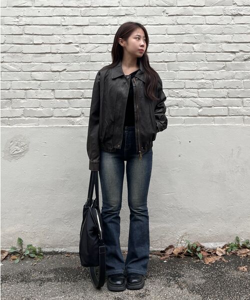 LADY VOLUME(レディーボリューム)の「9160 VINTAGE COATING LEATHER JUMPER_BROWN(ライダースジャケット・レディース・その他・FREE)」の8枚目の写真