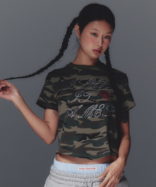 AMESWORLDWIDE（アメスワールドワイド）の「AMES HOTFIX CROP TEE CAMO（Tシャツ/カットソー・レディース・その他・FREE）」の2枚目の写真
