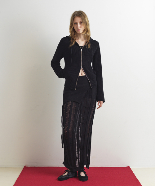 AOPT(アオプト)の「KNIT HOODIE ZIP-UP - BLACK(パーカー・レディース・その他・MEDIUM/SMALL)」の2枚目の写真