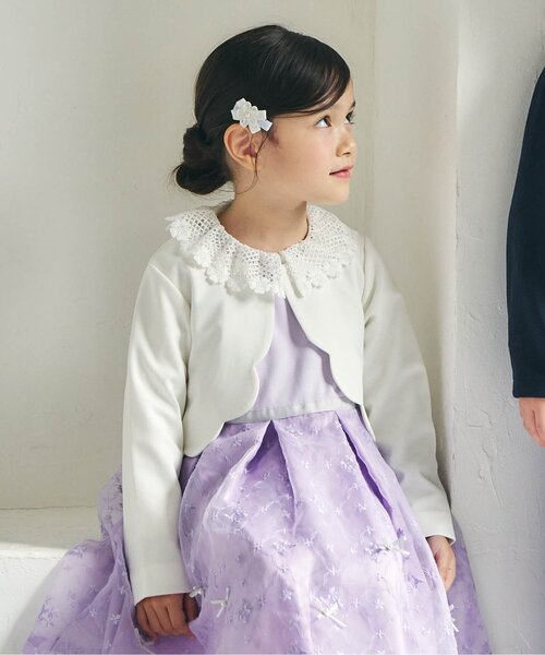 apres les cours(アプレレクール)の「フォーマルボレロ(カーディガン/ボレロ・キッズ・ネイビー/オフホワイト・100/110/120/130)」の2枚目の写真