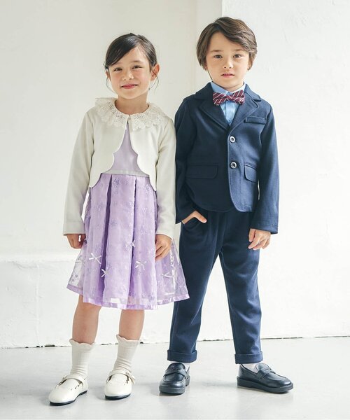 apres les cours(アプレレクール)の「フォーマルボレロ(カーディガン/ボレロ・キッズ・ネイビー/オフホワイト・100/110/120/130)」の14枚目の写真