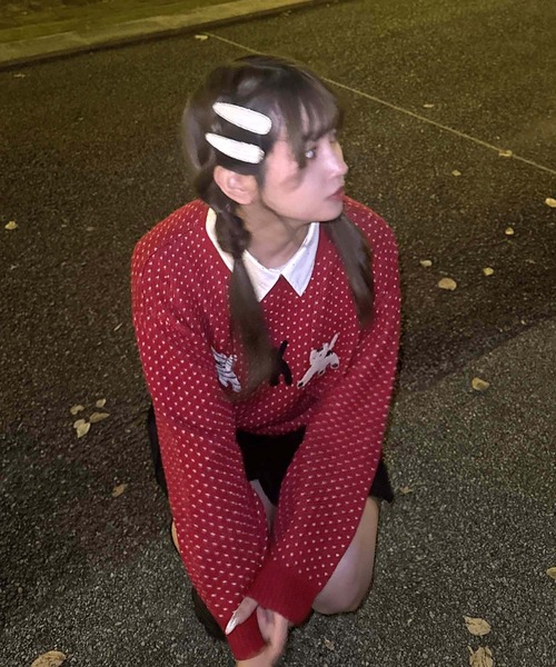 AS KNOW AS plus(アズノゥアズプラス)の「♪選べるアソートデザインジャガードニットプルオーバー(ネコ・ハナ)(ニット/セーター・レディース・ブラウン系/グリーン系/ネイビー系/レッド系・FREE)」の9枚目の写真