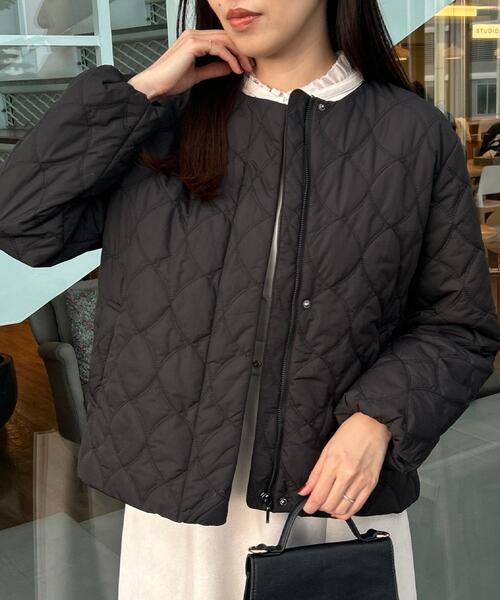 couture brooch（クチュールブローチ）の「【春色追加・撥水・洗える】リボンキルティングジャケット（ノーカラージャケット・レディース・グレー/ブラック/アイボリー・36/40/38/42）」の20枚目の写真