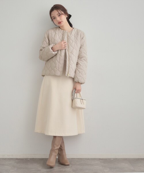 couture brooch（クチュールブローチ）の「【春色追加・撥水・洗える】リボンキルティングジャケット（ノーカラージャケット・レディース・グレー/ブラック/アイボリー・36/40/38/42）」の21枚目の写真