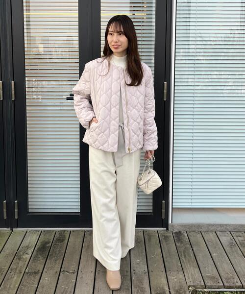 couture brooch（クチュールブローチ）の「【春色追加・撥水・洗える】リボンキルティングジャケット（ノーカラージャケット・レディース・グレー/ブラック/アイボリー・36/40/38/42）」の15枚目の写真