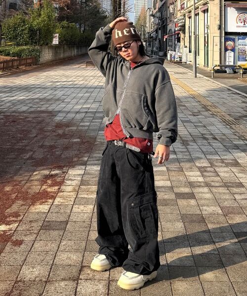 9999ARCHIVE(9999アーカイブ)の「Vintage Big Logo Hood Zip-UP (2WAY)(パーカー・レディース・チャコール・2/3)」の11枚目の写真