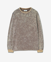 ECORR（エコル）の「ヴィンテージウォッシュストライプロングスリーブ_ブラウン（Tシャツ/カットソー）」