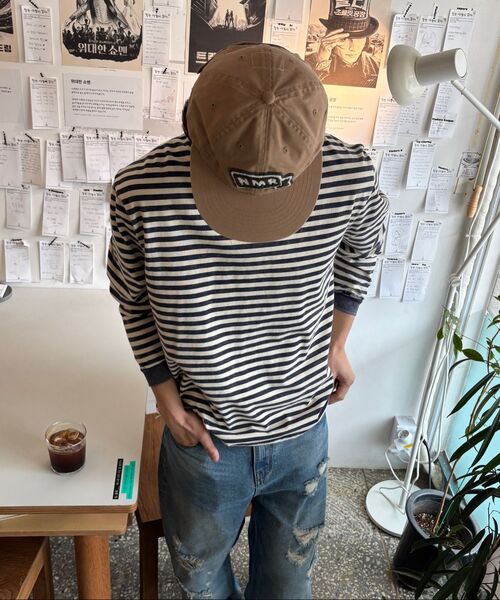 ECORR(エコル)の「ヴィンテージウォッシュストライプロングスリーブ_ブラウン(Tシャツ/カットソー・レディース・その他・1(M)/2(L)/3(XL))」の7枚目の写真