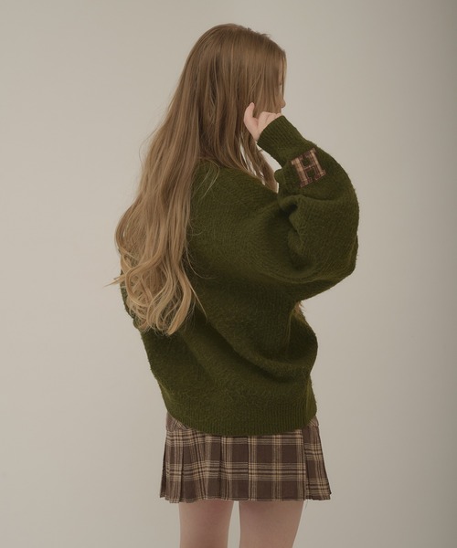 hazyl（ヘイジル）の「initial logo melange knit / イニシャルロゴメランジニット（ニット/セーター・レディース・ブラウン系その他/グリーン・フリー）」の4枚目の写真