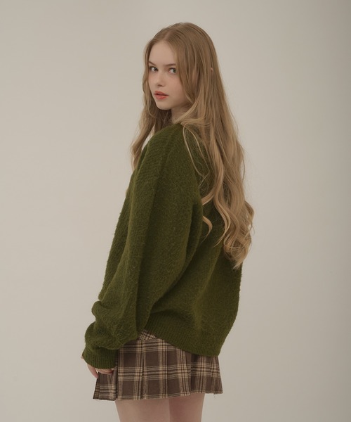 hazyl（ヘイジル）の「initial logo melange knit / イニシャルロゴメランジニット（ニット/セーター・レディース・ブラウン系その他/グリーン・フリー）」の5枚目の写真