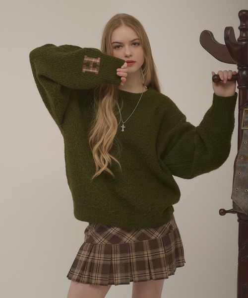 hazyl（ヘイジル）の「initial logo melange knit / イニシャルロゴメランジニット（ニット/セーター・レディース・ブラウン系その他/グリーン・フリー）」の3枚目の写真