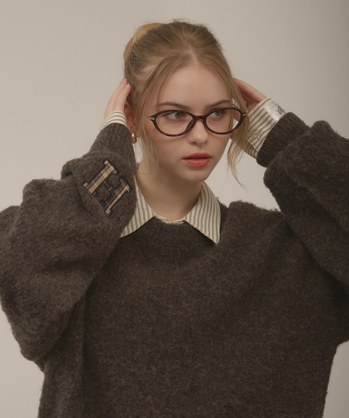 hazyl（ヘイジル）の「initial logo melange knit / イニシャルロゴメランジニット（ニット/セーター・レディース・ブラウン系その他/グリーン・フリー）」の15枚目の写真