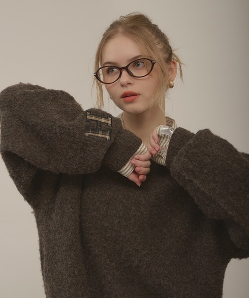 hazyl（ヘイジル）の「initial logo melange knit / イニシャルロゴメランジニット（ニット/セーター・レディース・ブラウン系その他/グリーン・フリー）」の16枚目の写真