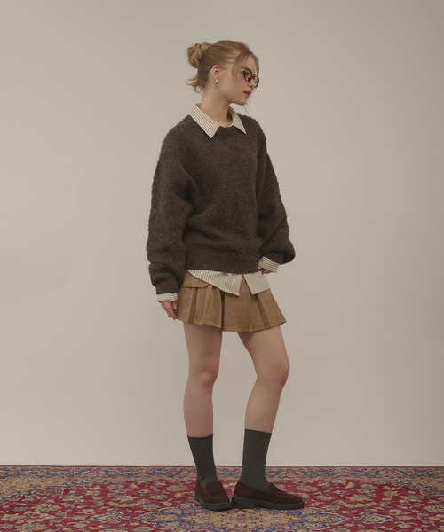 hazyl（ヘイジル）の「initial logo melange knit / イニシャルロゴメランジニット（ニット/セーター・レディース・ブラウン系その他/グリーン・フリー）」の20枚目の写真