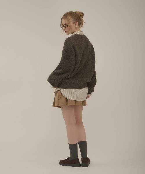 hazyl（ヘイジル）の「initial logo melange knit / イニシャルロゴメランジニット（ニット/セーター・レディース・ブラウン系その他/グリーン・フリー）」の22枚目の写真