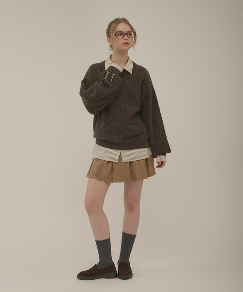 hazyl（ヘイジル）の「initial logo melange knit / イニシャルロゴメランジニット（ニット/セーター・レディース・ブラウン系その他/グリーン・フリー）」の21枚目の写真