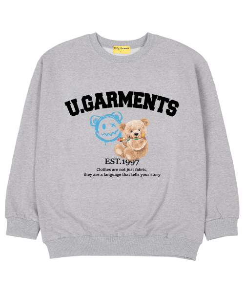 Union Garments(ユニオンガーメンツ)の「アートベア 裏毛 オーバーサイズ スウェット グレー(スウェット・レディース・その他・MEDIUM/LARGE/X-LARGE/XX-LARGE)」の1枚目の写真