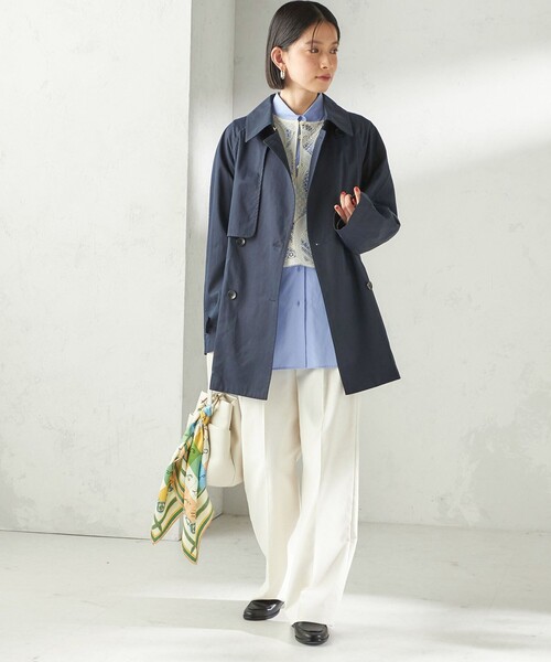 SHIPS（シップス）の「〈撥水加工〉バック ギャザー ドロスト ミディ丈 トレンチ コート（トレンチコート・レディース・ネイビー/ベージュ・38/36）」の9枚目の写真