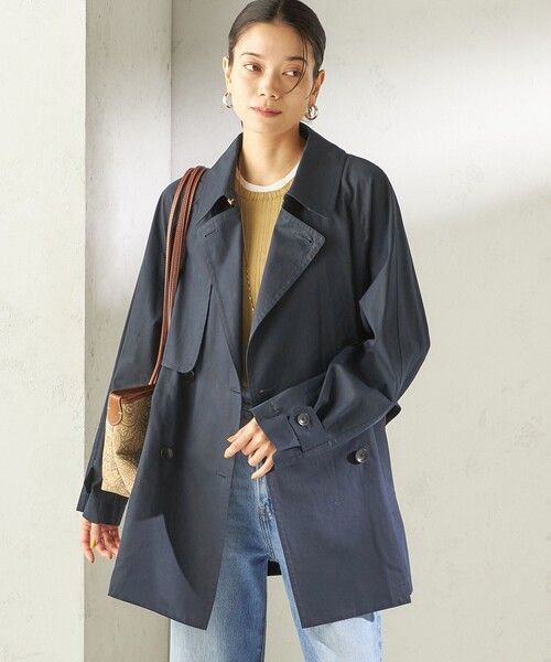 SHIPS（シップス）の「〈撥水加工〉バック ギャザー ドロスト ミディ丈 トレンチ コート（トレンチコート・レディース・ネイビー/ベージュ・38/36）」の18枚目の写真