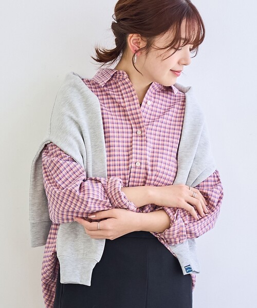 coen(コーエン)の「【スプリングカラー】ネルチェック レギュラーカラー長袖シャツ(シャツ/ブラウス・レディース・クリーム/ライトブルー/ライトピンク・M/L)」の1枚目の写真