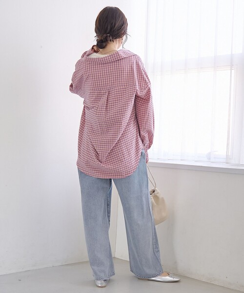 coen(コーエン)の「【スプリングカラー】ネルチェック レギュラーカラー長袖シャツ(シャツ/ブラウス・レディース・クリーム/ライトブルー/ライトピンク・M/L)」の7枚目の写真