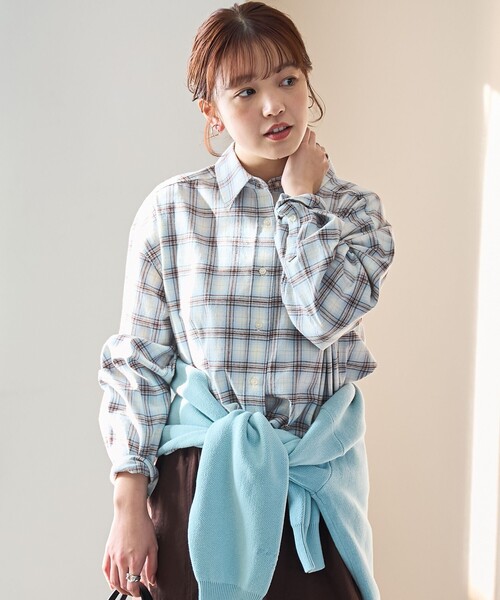 coen(コーエン)の「【スプリングカラー】ネルチェック レギュラーカラー長袖シャツ(シャツ/ブラウス・レディース・クリーム/ライトブルー/ライトピンク・M/L)」の15枚目の写真