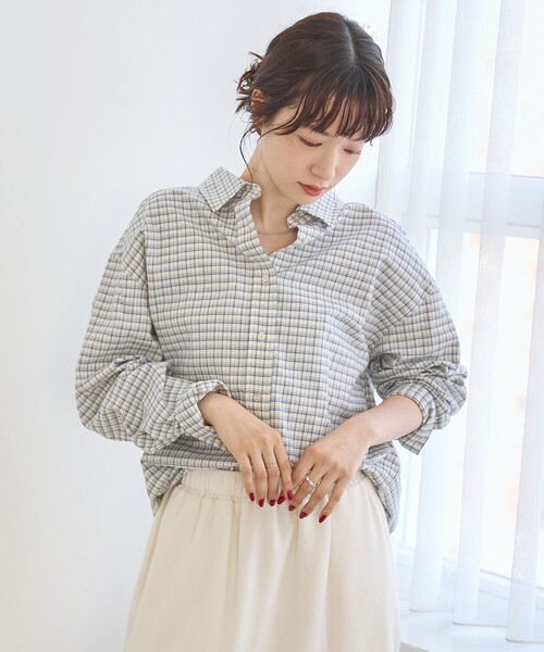coen(コーエン)の「【スプリングカラー】ネルチェック レギュラーカラー長袖シャツ(シャツ/ブラウス・レディース・クリーム/ライトブルー/ライトピンク・M/L)」の19枚目の写真
