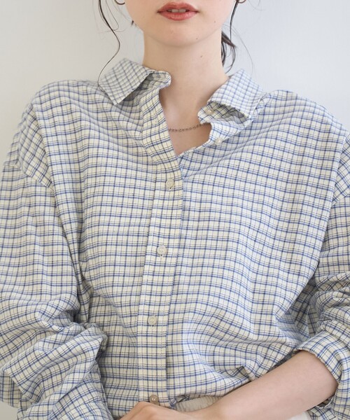 coen(コーエン)の「【スプリングカラー】ネルチェック レギュラーカラー長袖シャツ(シャツ/ブラウス・レディース・クリーム/ライトブルー/ライトピンク・M/L)」の22枚目の写真
