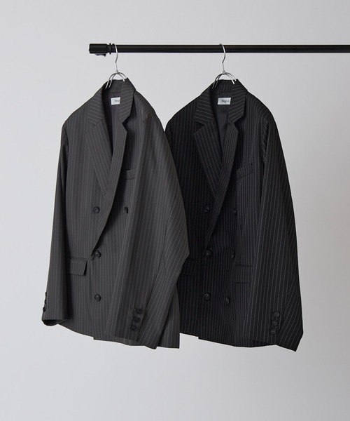 Lui's（ルイス）の「【Neucon】PINSTRIPE RELAXING DOUBLE JACKET / ピンストライプリラクシーダブルジャケット / セットアップ対応（テーラードジャケット・メンズ・チャコールグレー/ブラック・1/2）」の6枚目の写真