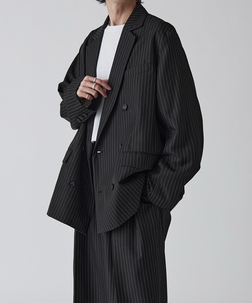 Neucon】PINSTRIPE RELAXING DOUBLE JACKET / ピンストライプ
