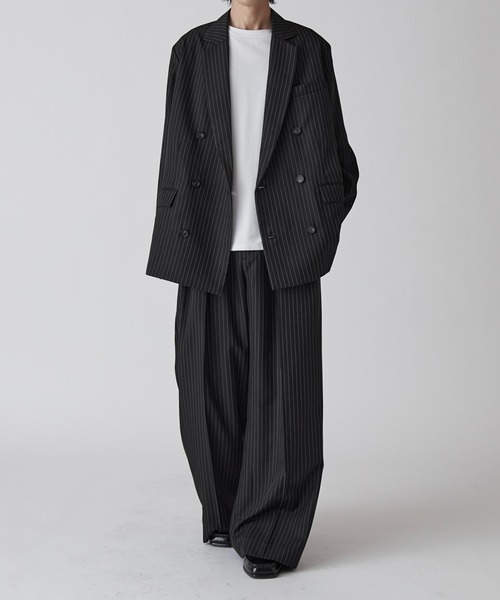 Lui's（ルイス）の「【Neucon】PINSTRIPE RELAXING DOUBLE JACKET / ピンストライプリラクシーダブルジャケット / セットアップ対応（テーラードジャケット・メンズ・チャコールグレー/ブラック・1/2）」の21枚目の写真