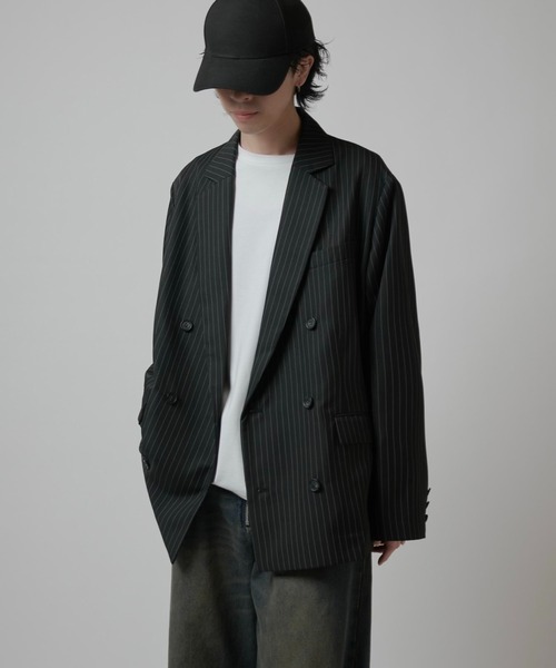 Neucon】PINSTRIPE RELAXING DOUBLE JACKET / ピンストライプ