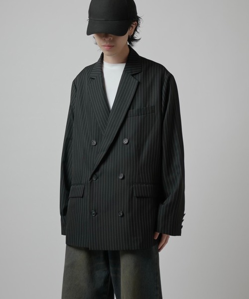Neucon】PINSTRIPE RELAXING DOUBLE JACKET / ピンストライプ