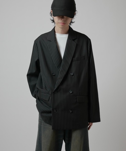 Neucon】PINSTRIPE RELAXING DOUBLE JACKET / ピンストライプ
