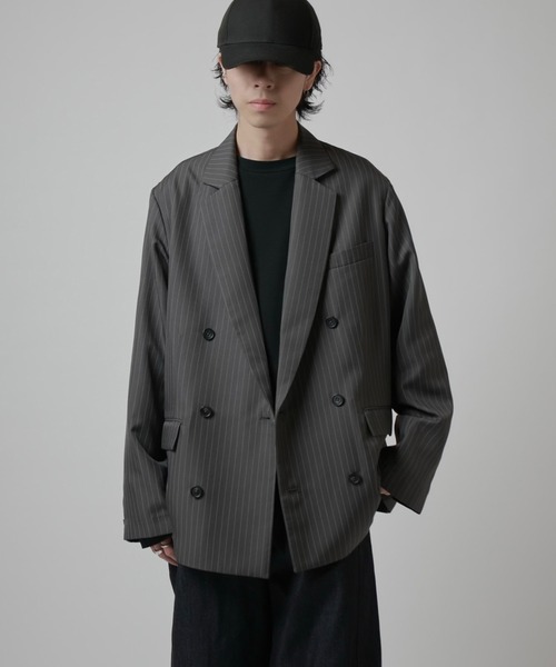 Neucon】PINSTRIPE RELAXING DOUBLE JACKET / ピンストライプ