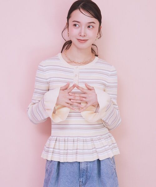 earth music&ecology（アースミュージックアンドエコロジー）の「【2026SS】ペプラムニットプルオーバー（カーディガン/ボレロ・レディース・イエロー系その他/ブルー系その他2/ブラック・FREE）」の22枚目の写真