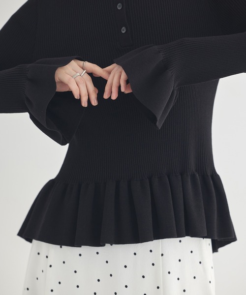 earth music&ecology（アースミュージックアンドエコロジー）の「【2026SS】ペプラムニットプルオーバー（カーディガン/ボレロ・レディース・イエロー系その他/ブルー系その他2/ブラック・FREE）」の18枚目の写真