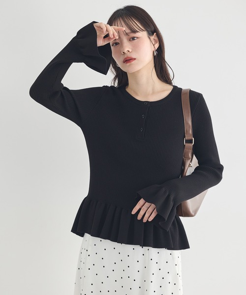 earth music&ecology（アースミュージックアンドエコロジー）の「【2026SS】ペプラムニットプルオーバー（カーディガン/ボレロ・レディース・イエロー系その他/ブルー系その他2/ブラック・FREE）」の10枚目の写真