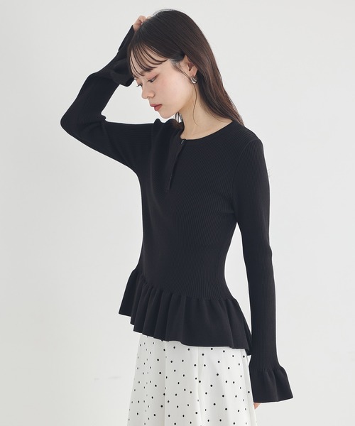 earth music&ecology（アースミュージックアンドエコロジー）の「【2026SS】ペプラムニットプルオーバー（カーディガン/ボレロ・レディース・イエロー系その他/ブルー系その他2/ブラック・FREE）」の13枚目の写真