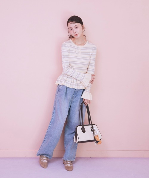 earth music&ecology（アースミュージックアンドエコロジー）の「【2026SS】ペプラムニットプルオーバー（カーディガン/ボレロ・レディース・イエロー系その他/ブルー系その他2/ブラック・FREE）」の8枚目の写真