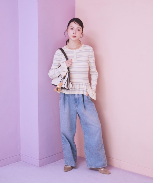 earth music&ecology（アースミュージックアンドエコロジー）の「【2026SS】ペプラムニットプルオーバー（カーディガン/ボレロ・レディース・イエロー系その他/ブルー系その他2/ブラック・FREE）」の9枚目の写真