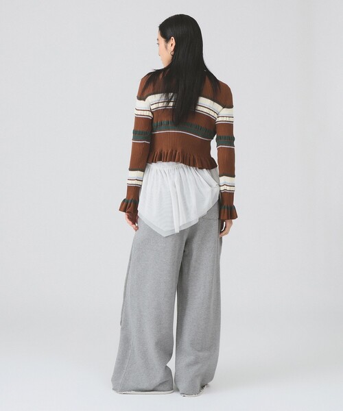 Ray BEAMS（レイビームス）の「リブ マルチボーダー カーディガン（ニット/セーター・レディース・ブラック/ダークブラウン・ONE SIZE）」の5枚目の写真