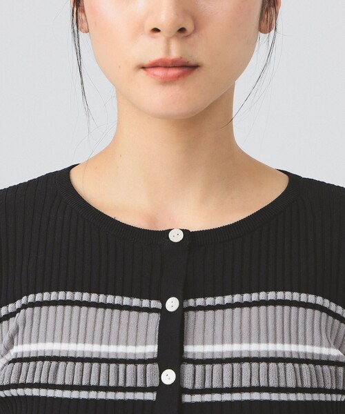 Ray BEAMS（レイビームス）の「リブ マルチボーダー カーディガン（ニット/セーター・レディース・ブラック/ダークブラウン・ONE SIZE）」の13枚目の写真