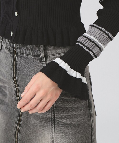 Ray BEAMS（レイビームス）の「リブ マルチボーダー カーディガン（ニット/セーター・レディース・ブラック/ダークブラウン・ONE SIZE）」の14枚目の写真